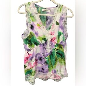 Floral lace detail sleeveless top Medium